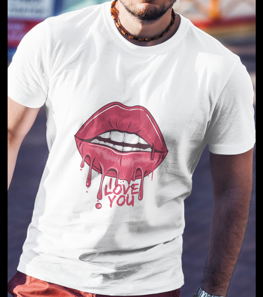 Lips Dripping Pink Love You Kiss Blood T-Shirt