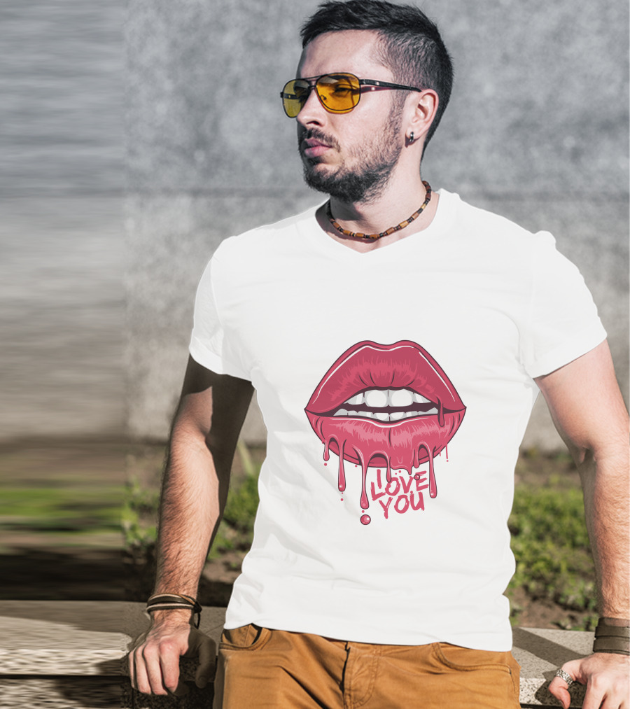 Lips Dripping Pink Love You Kiss Blood T-Shirt