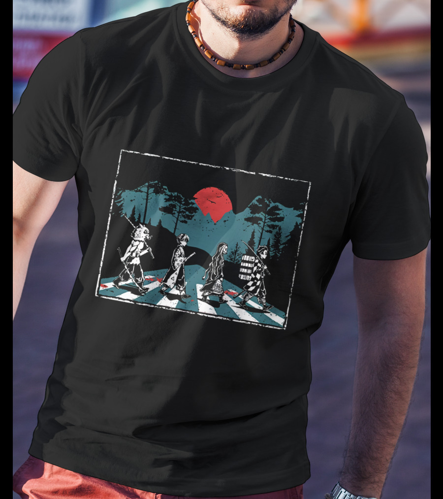 Demon Slayer Abbey Road Anime Crossover Street Crossing Montage T-Shirt