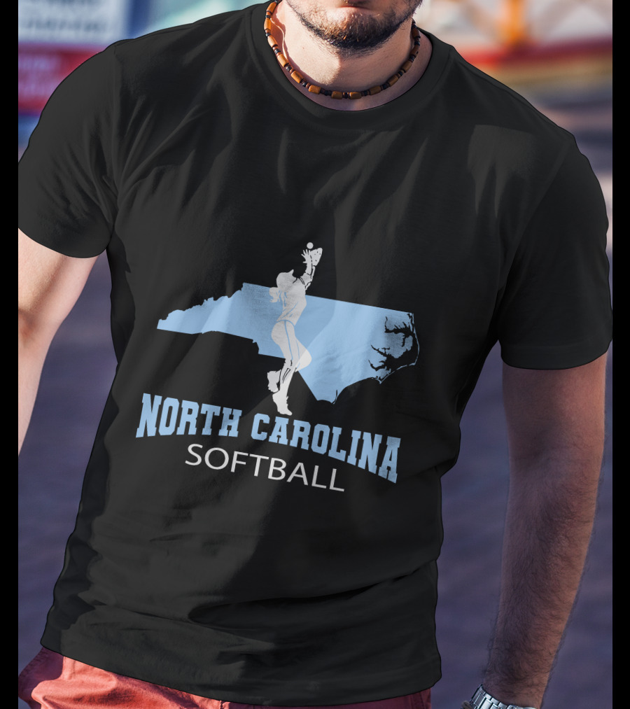 North Carolina Softball Girl Silhouette With State Map T-Shirt