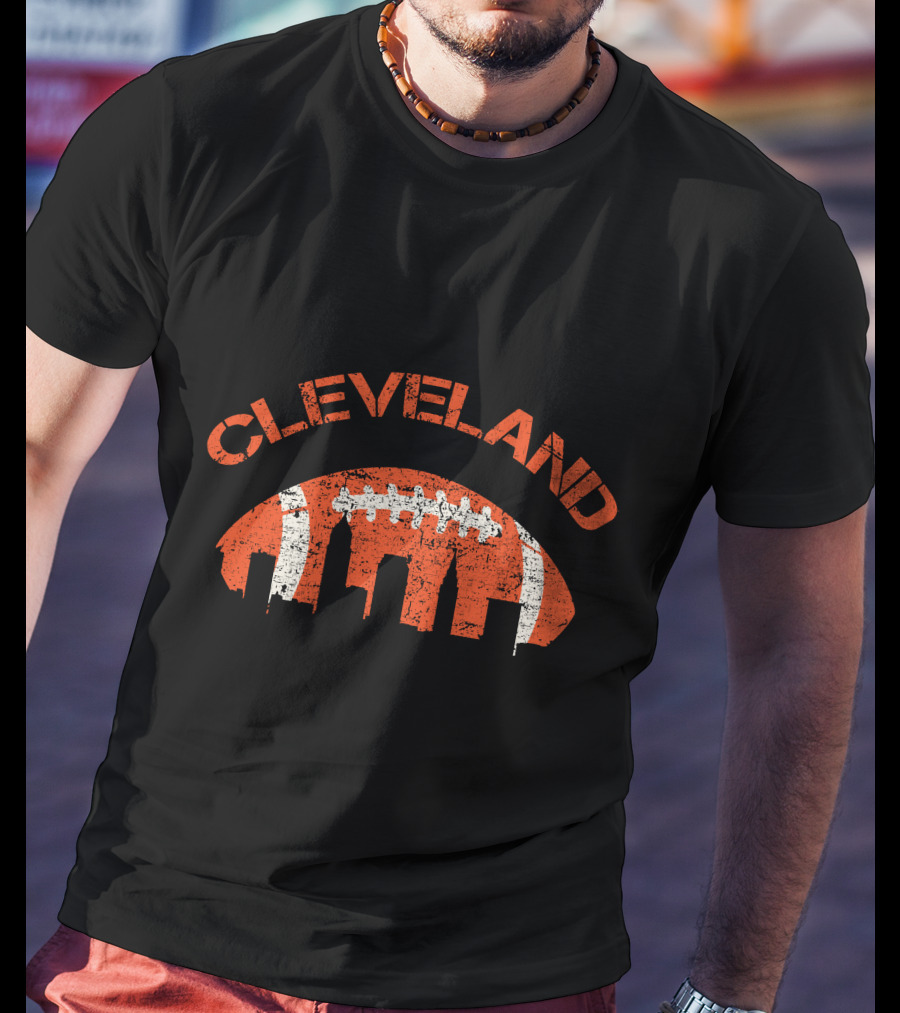 Vintage Cleveland Skyline Football T-Shirt