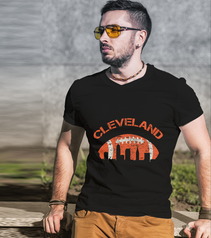 Vintage Cleveland Skyline Football T-Shirt