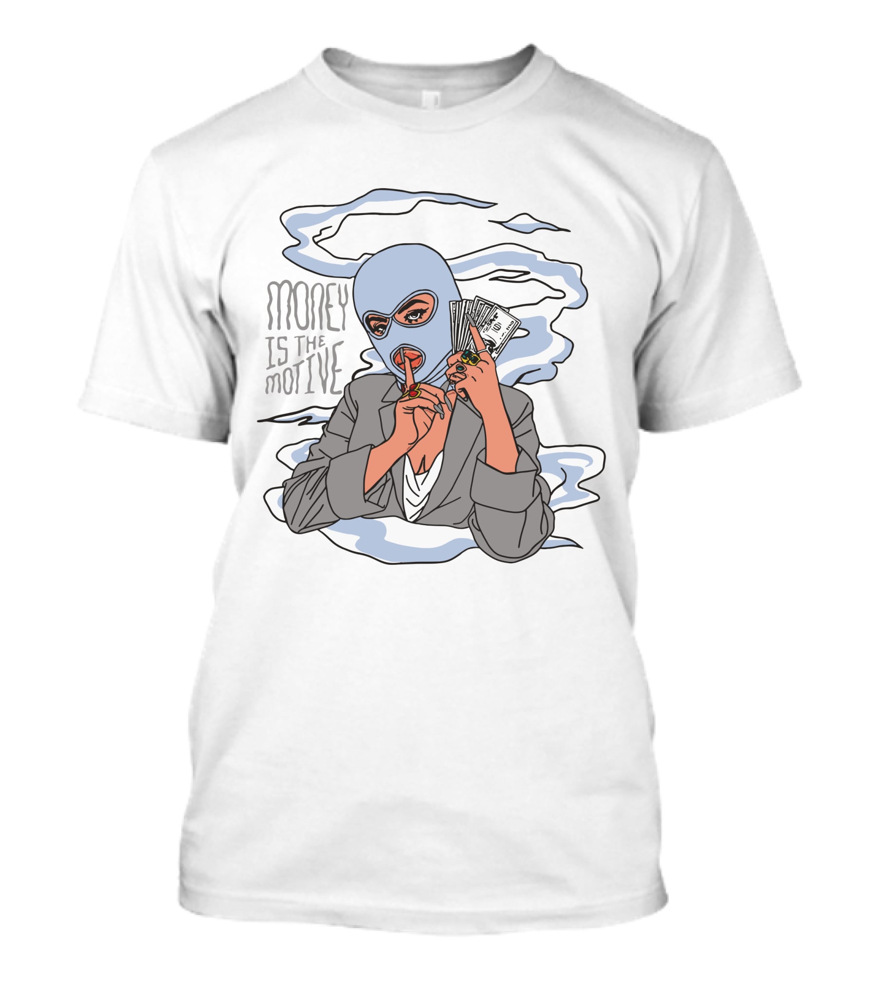Money Is The Motive Smoky Figure With Cash Stack T-Shirt