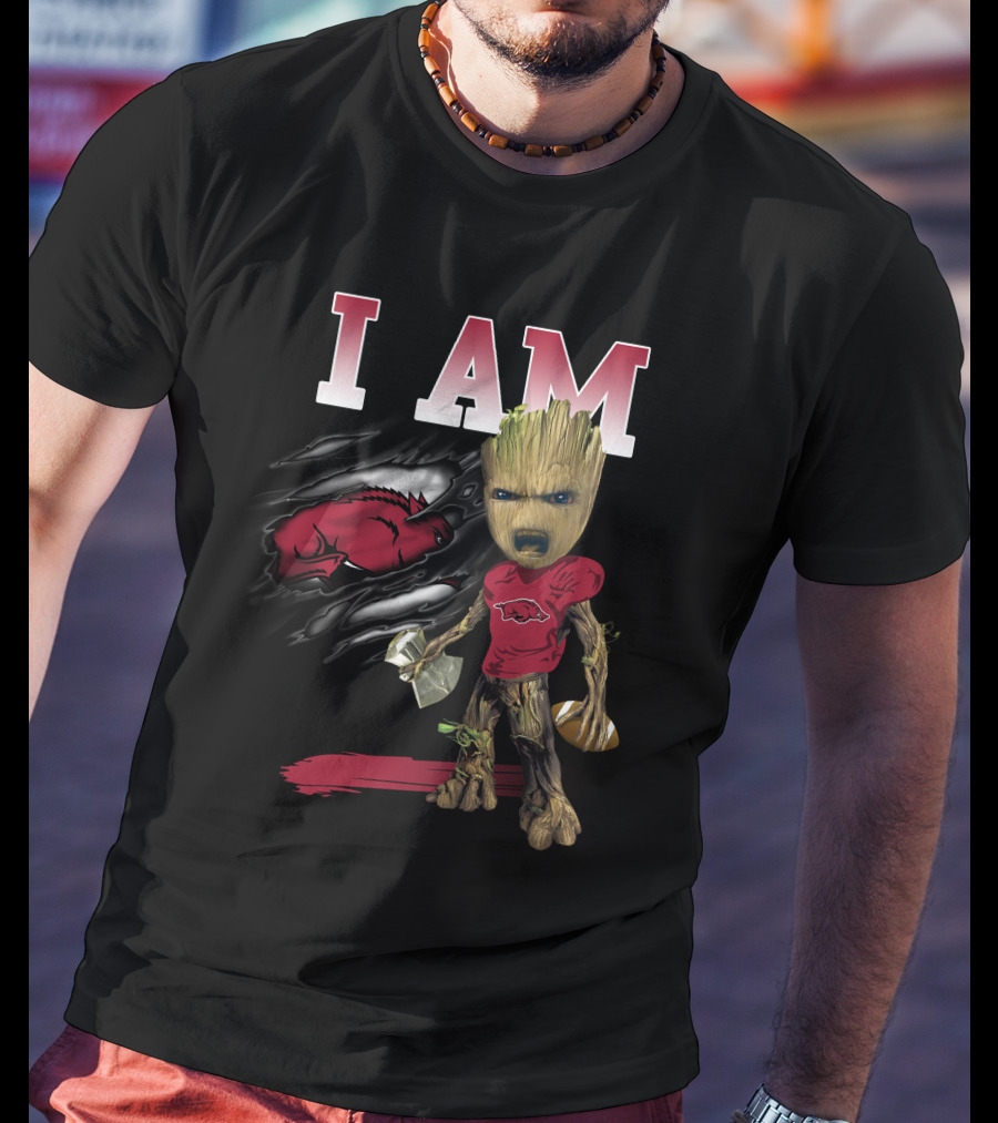 I Am Groot Arkansas Razorbacks Football T-Shirt