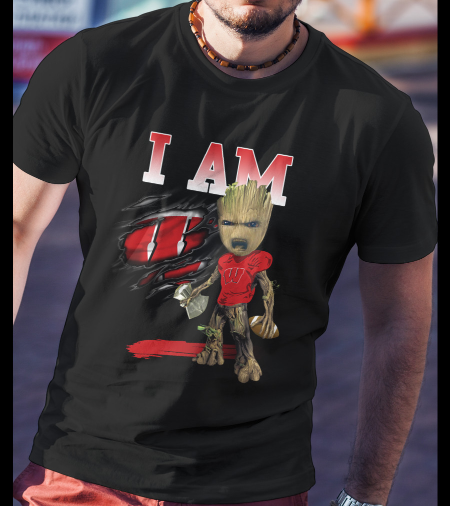 I Am Groot Wisconsin Badgers Football Fan T-Shirt