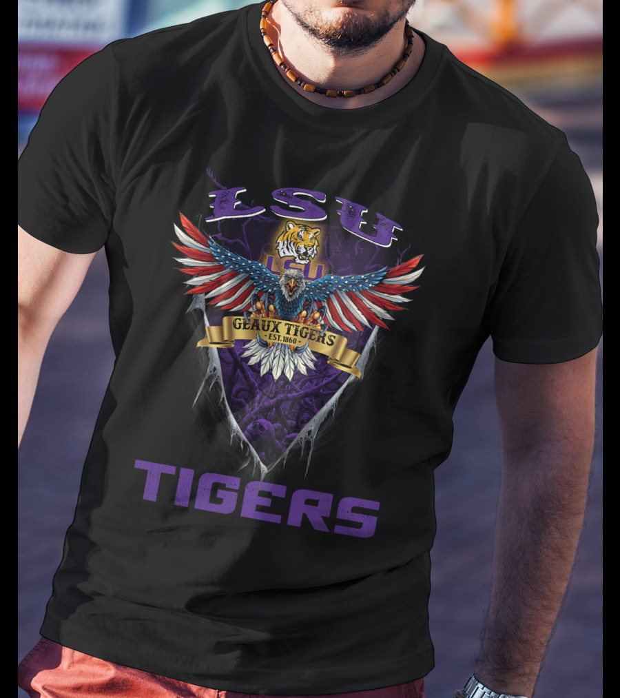 Lsu Tigers Geaux Tigers Est. 1860 Us Eagle T-Shirt