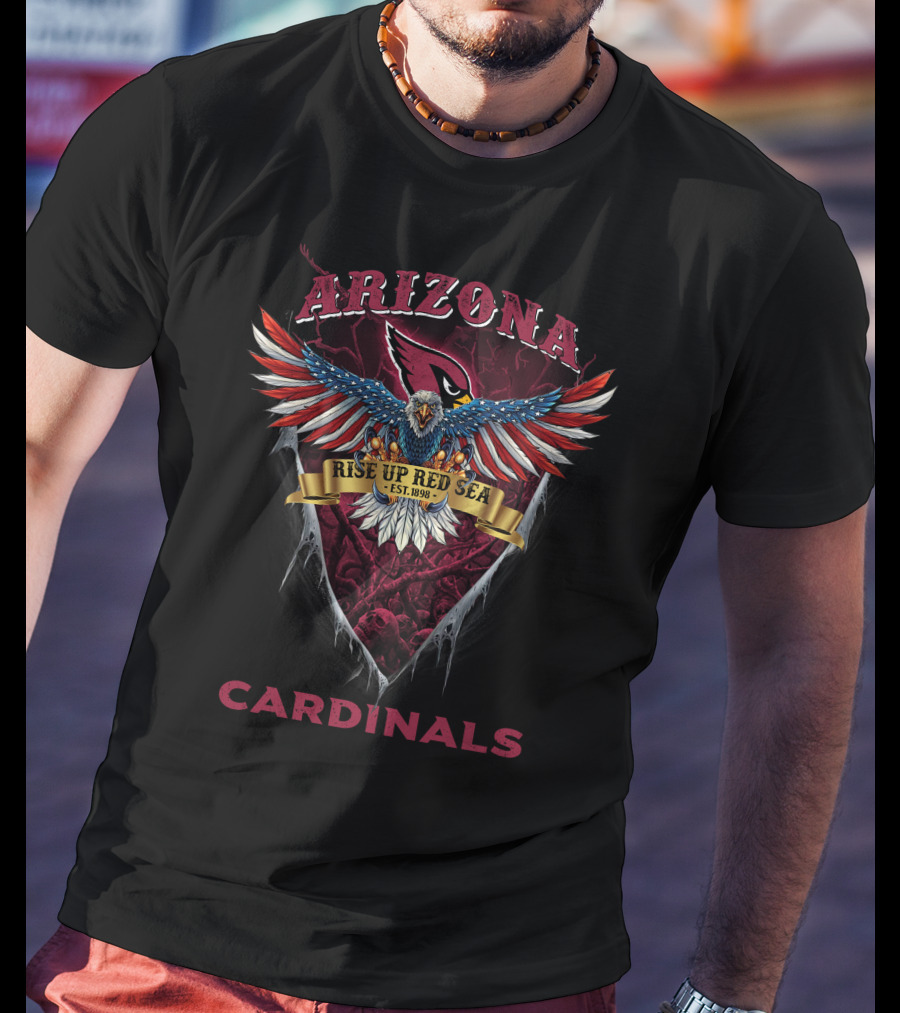 Arizona Cardinals Rise Up Red Sea Est. 1898 Nfl Us Eagle T-Shirt