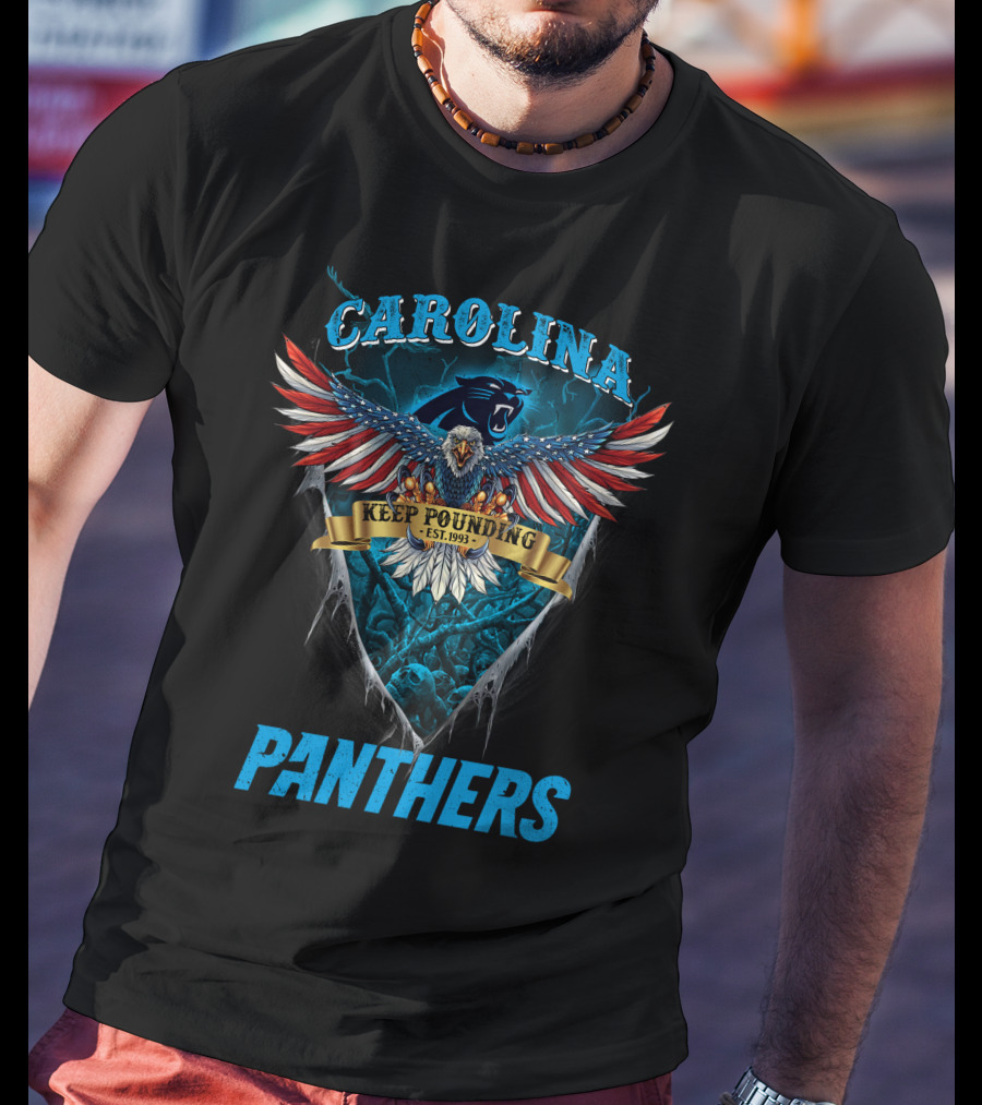 Carolina Panthers Nfl Us Eagle Keep Pounding Est. 1993 T-Shirt