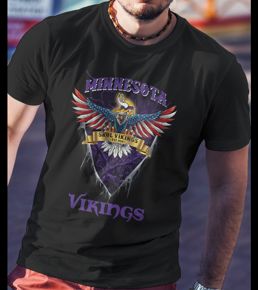 Minnesota Skol Vikings Us Eagle Est. 1960 T-Shirt