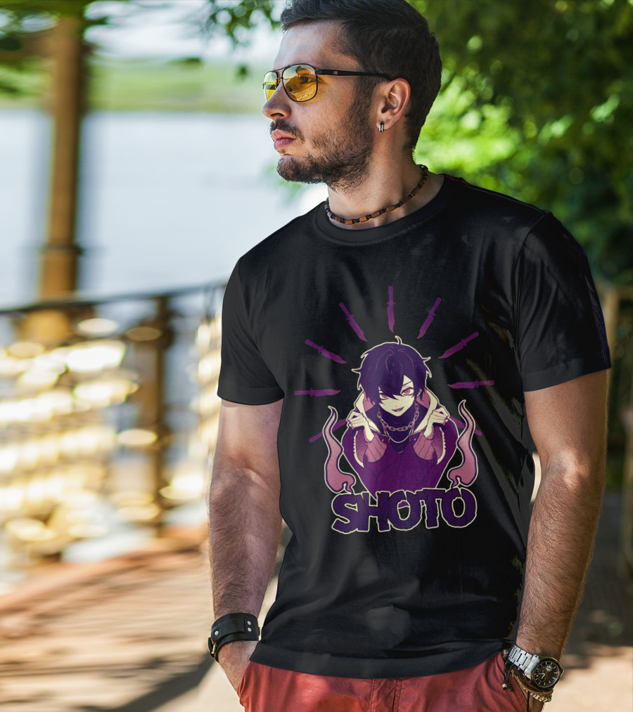 SHOTO ROGUE GUILDIE Anime Character With Knives And Flames T-Shirt