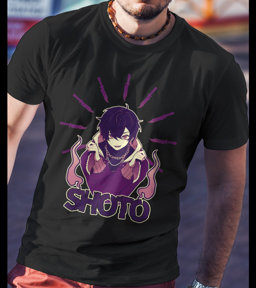 SHOTO ROGUE GUILDIE Anime Character With Knives And Flames T-Shirt