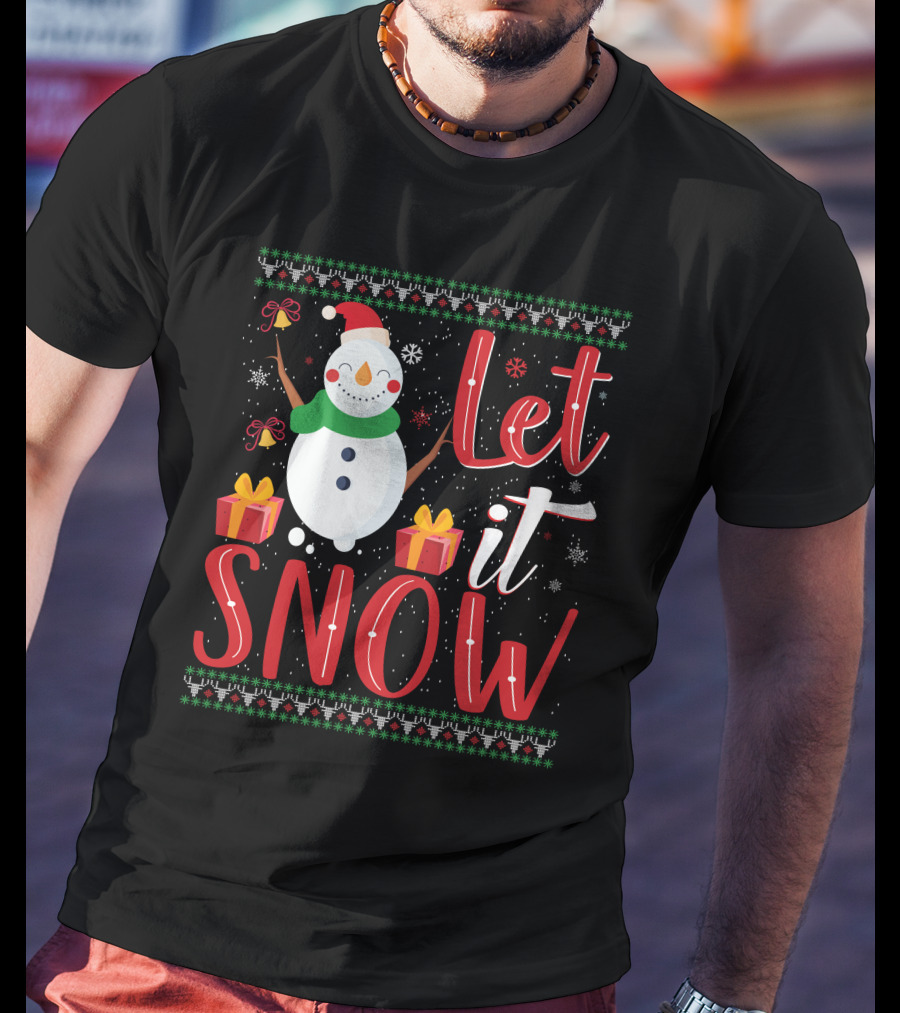 Let It Snow Snowman Christmas Presents Holiday T-Shirt