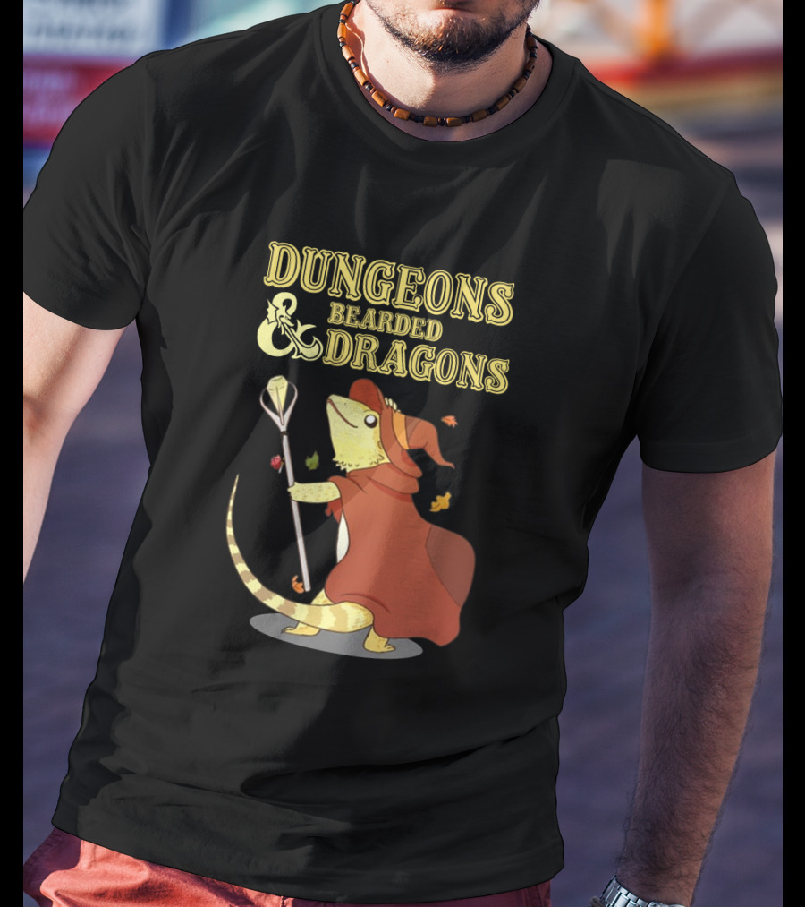 Dungeons Bearded Dragons Wizard With Staff Costume T-Shirt