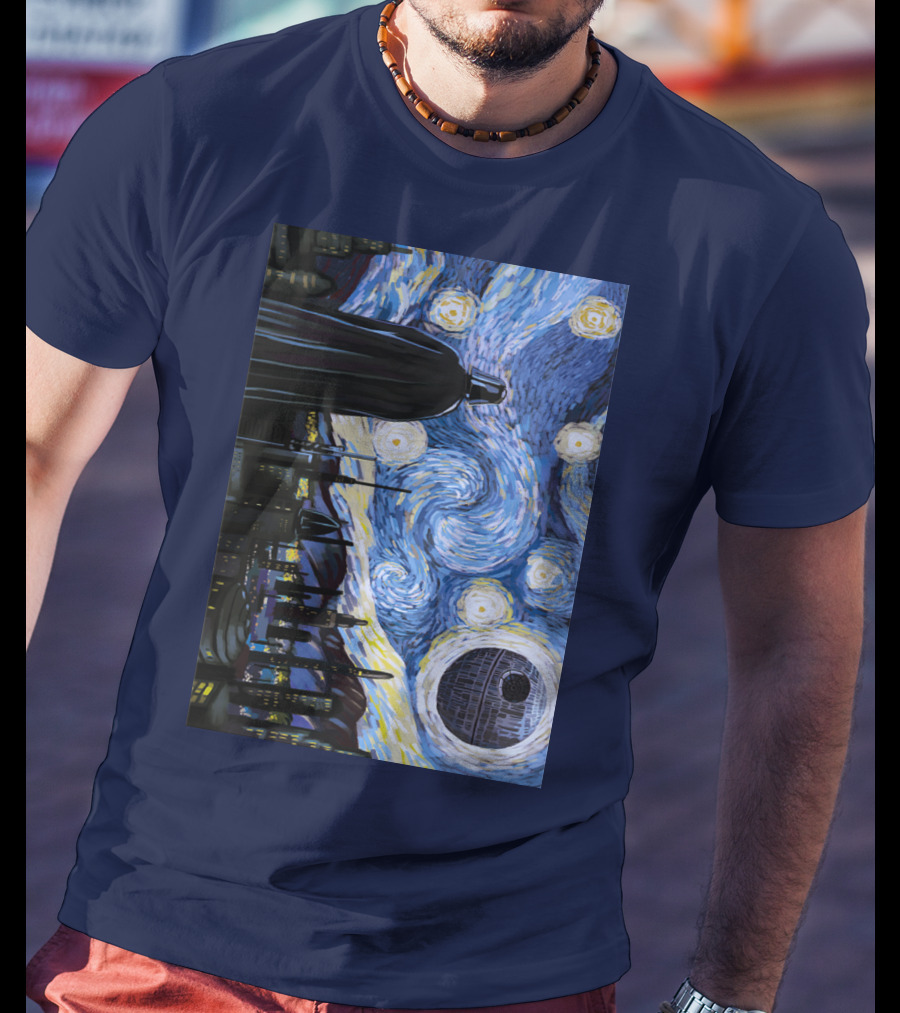 Darth Vader And Death Star In Starry Night T-Shirt