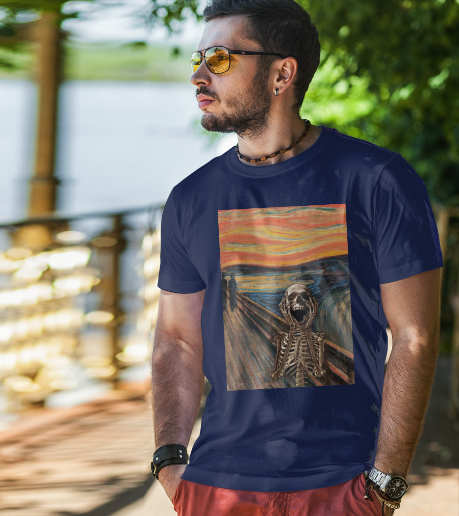 The Scream Skeleton In Edvard Munch T-Shirt