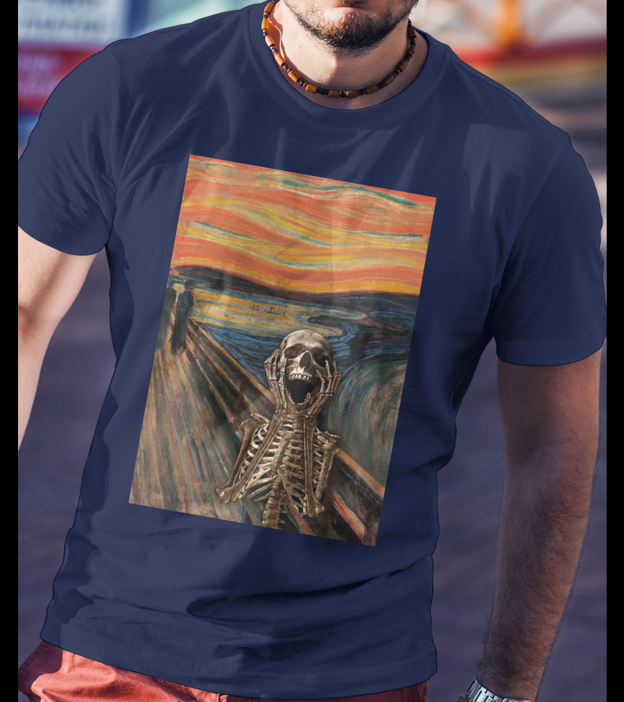 The Scream Skeleton In Edvard Munch T-Shirt