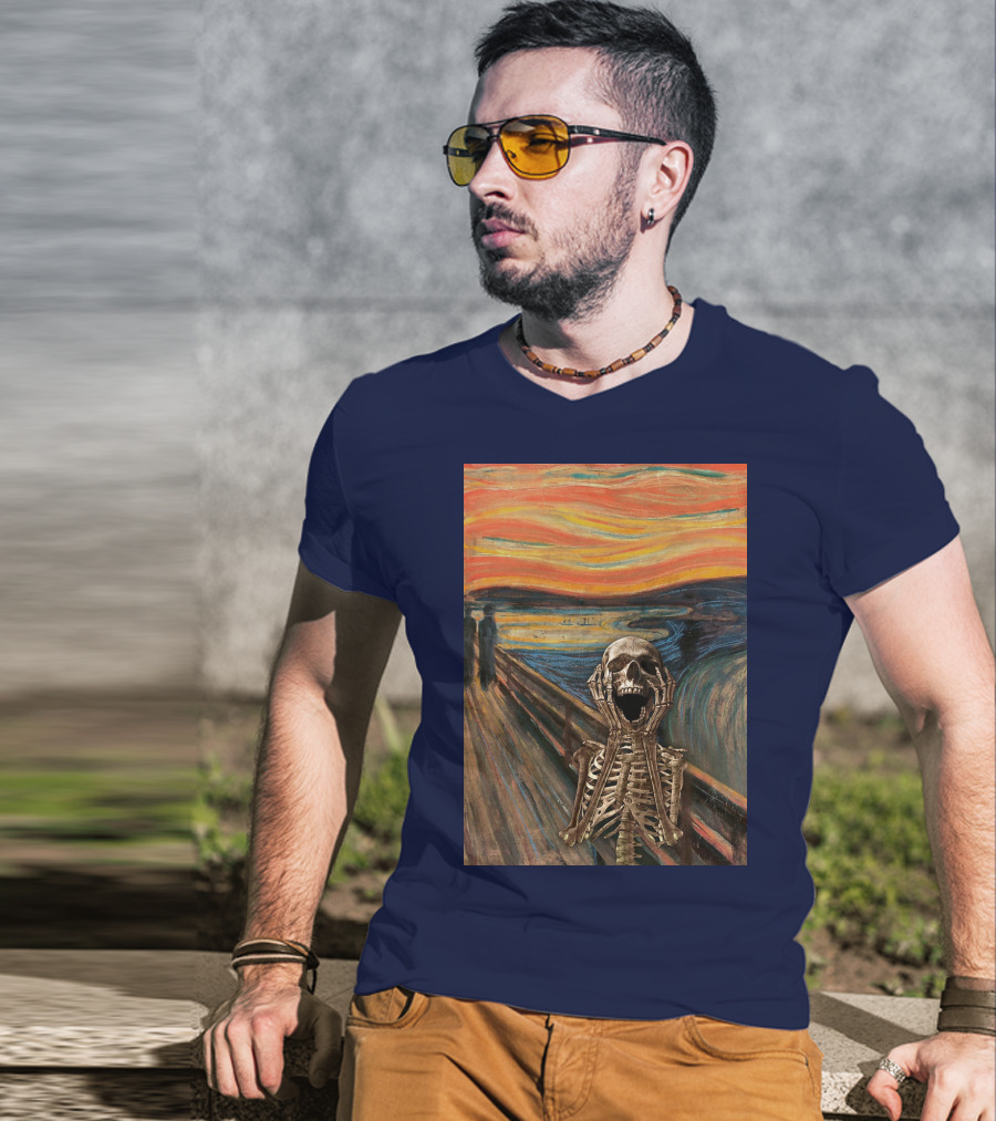 The Scream Skeleton In Edvard Munch T-Shirt