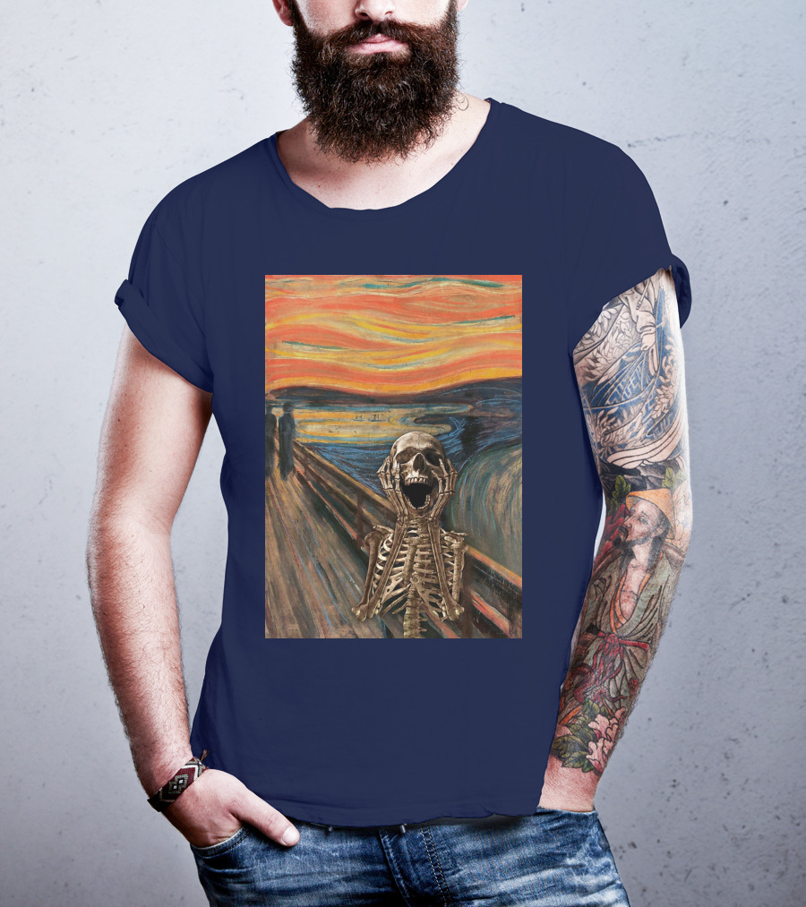 The Scream Skeleton In Edvard Munch T-Shirt