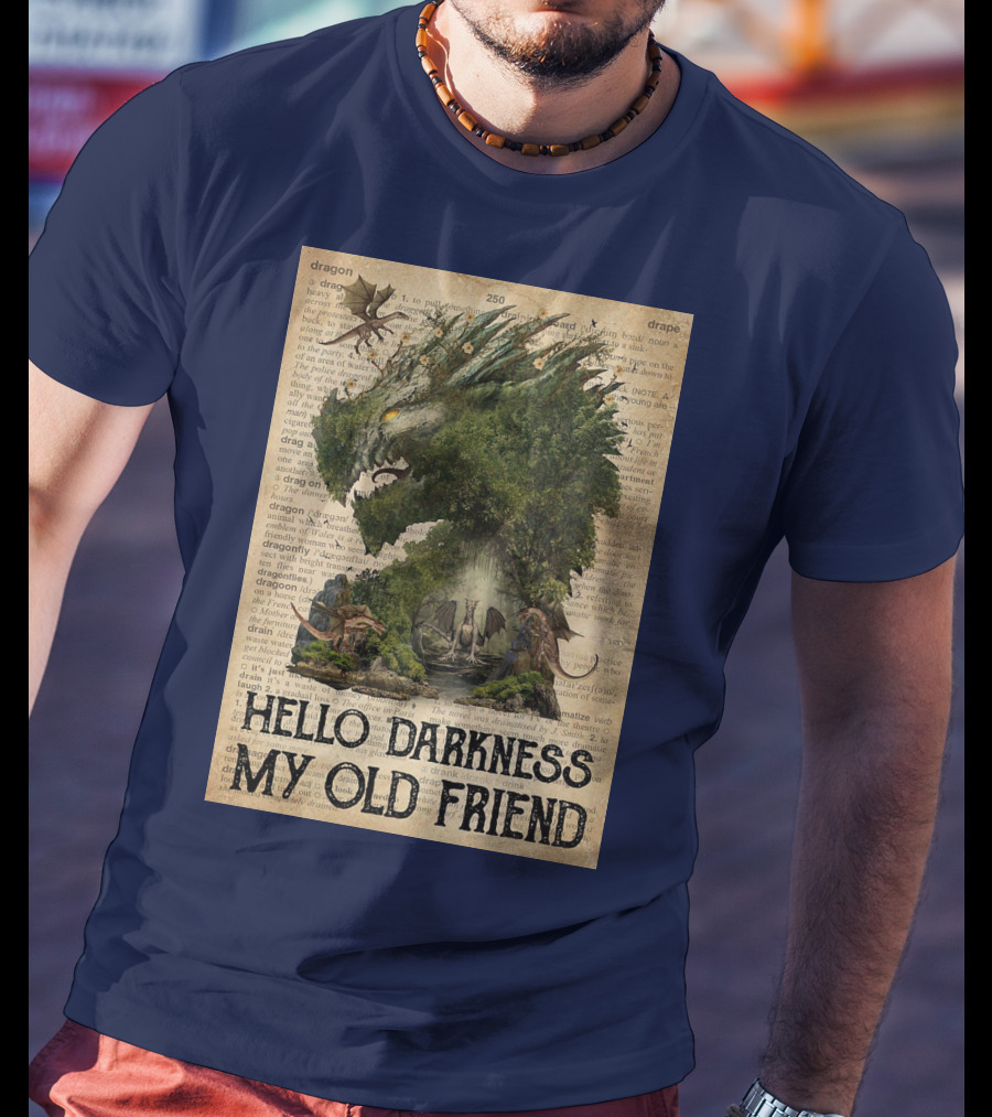 Dragon Hello Darkness My Old Friend Dictionary Page T-Shirt