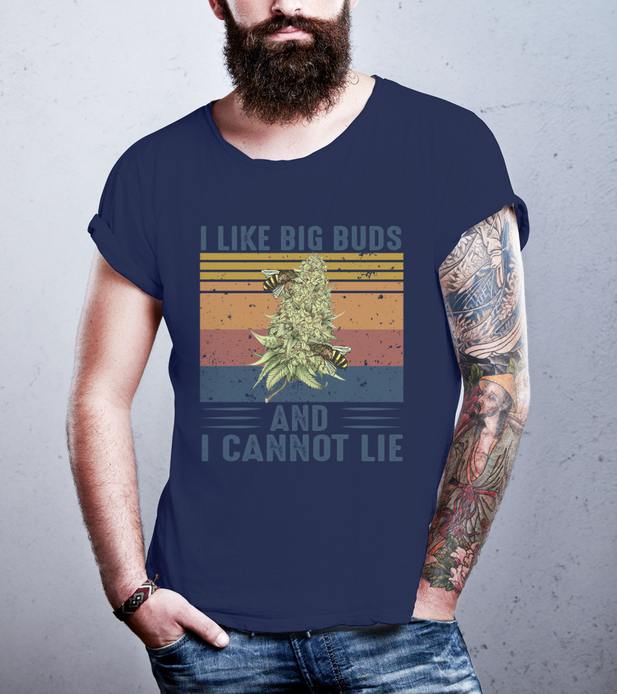 I Like Big Buds And I Cannot Lie Bees Vintage Stripes T-Shirt