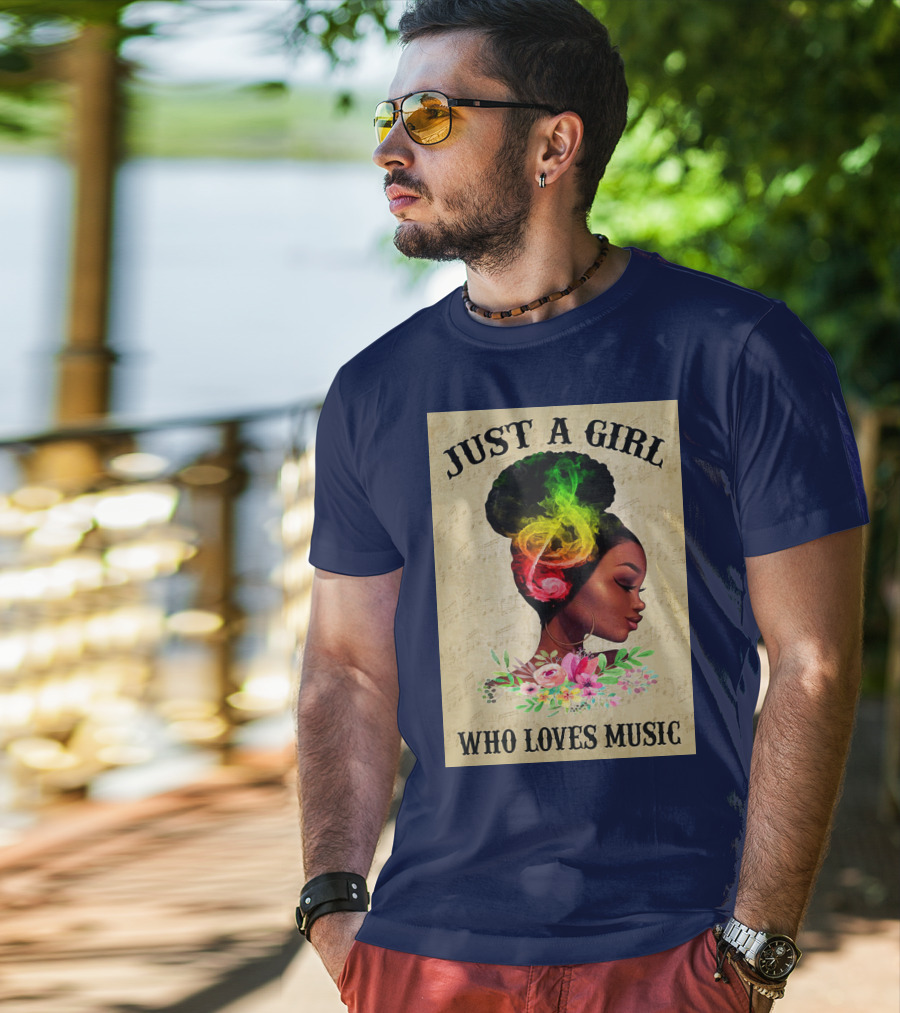 Just A Girl With Colorful Musical Hair Who Loves Music T-Shirt