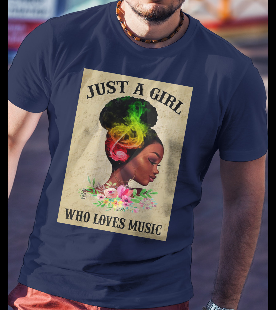 Just A Girl With Colorful Musical Hair Who Loves Music T-Shirt