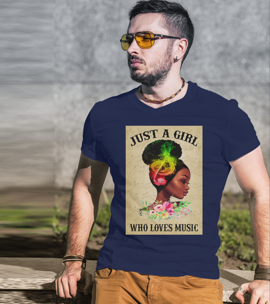 Just A Girl With Colorful Musical Hair Who Loves Music T-Shirt