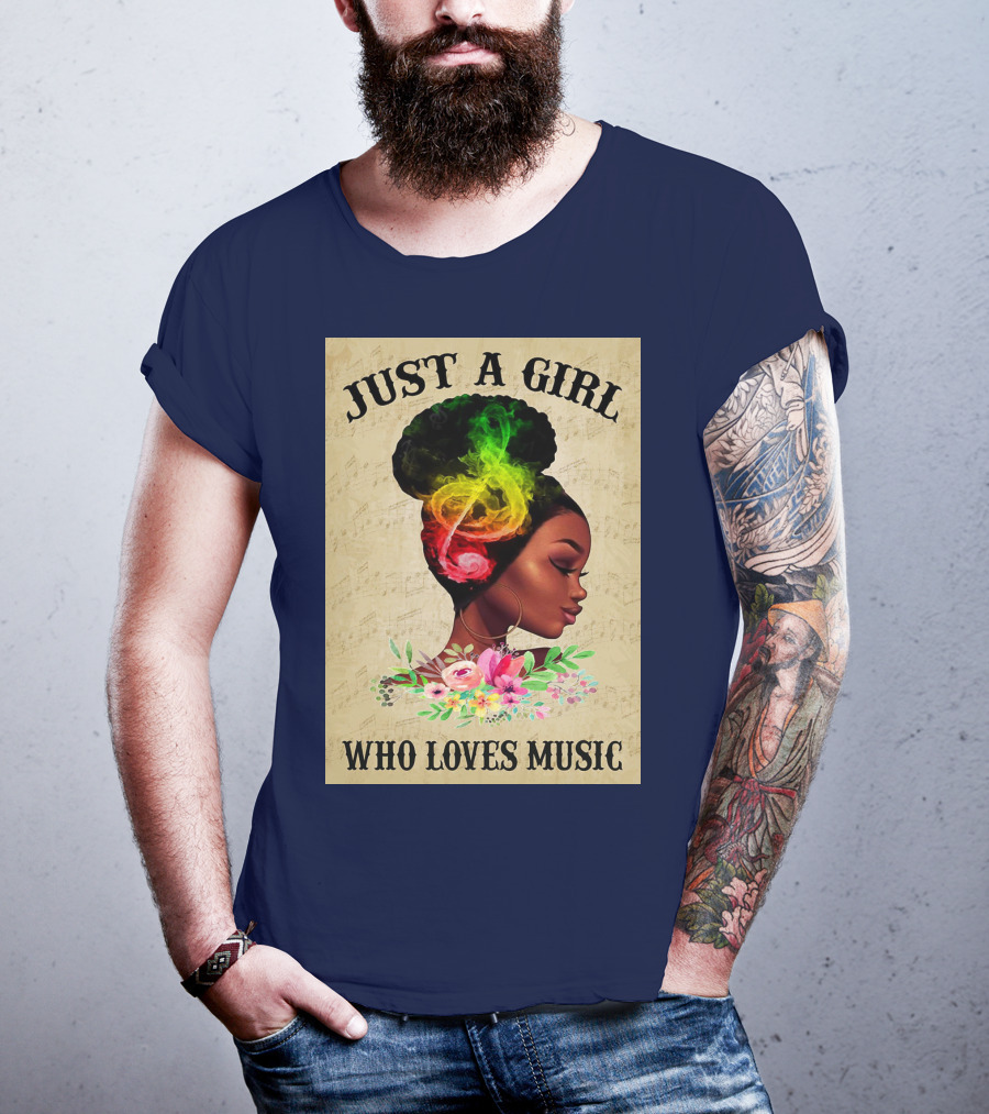 Just A Girl With Colorful Musical Hair Who Loves Music T-Shirt