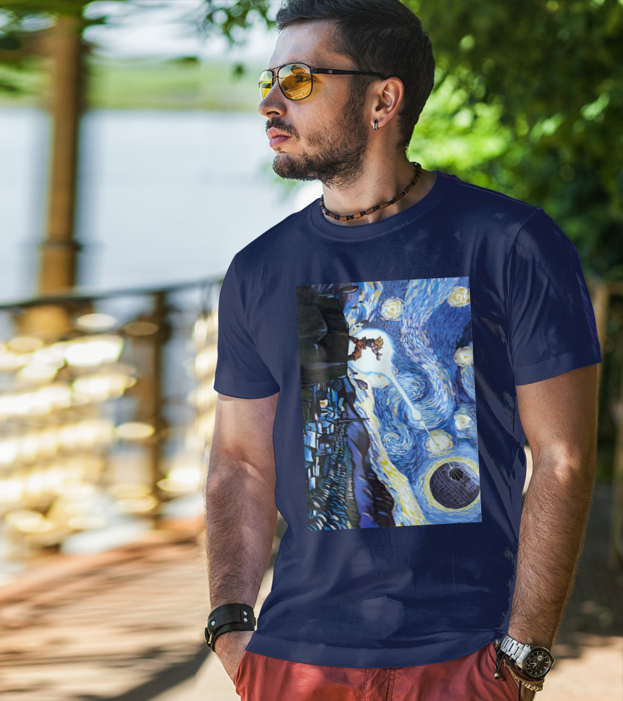 Son Goku Kamehameha Meets Death Star In Starry Night Fusion T-Shirt