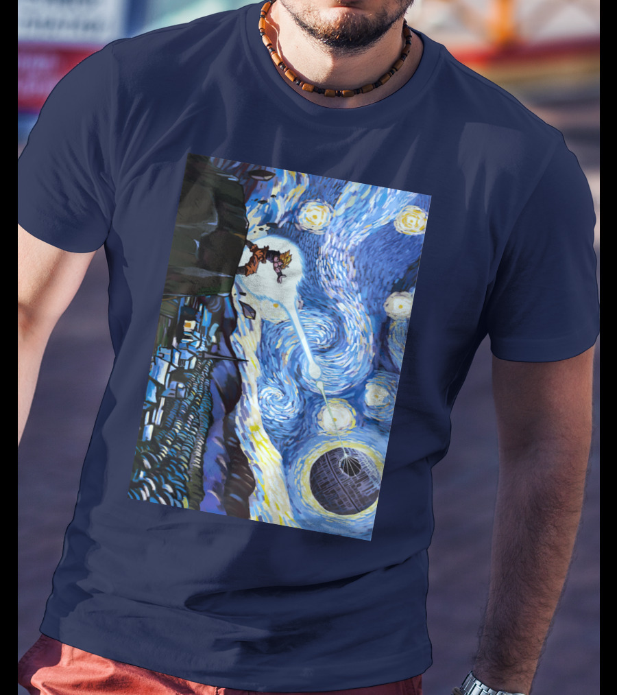 Son Goku Kamehameha Meets Death Star In Starry Night Fusion T-Shirt