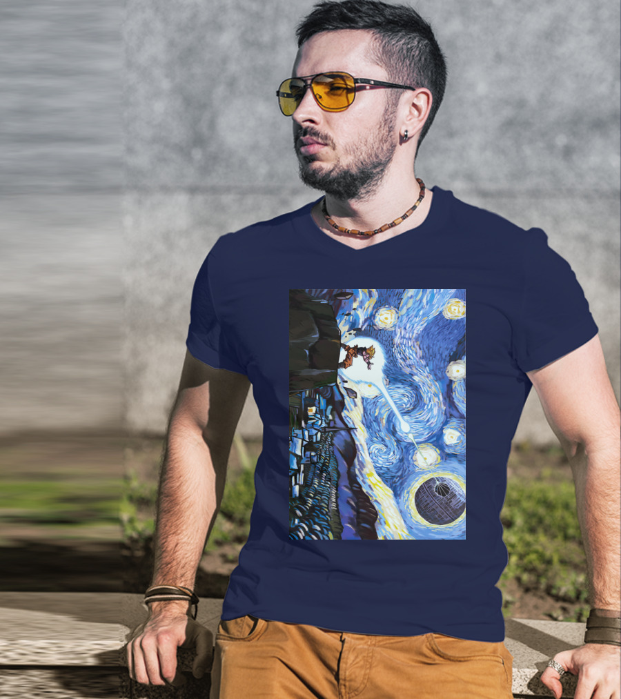 Son Goku Kamehameha Meets Death Star In Starry Night Fusion T-Shirt