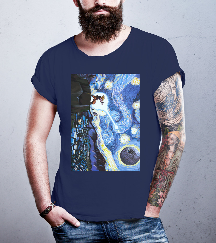 Son Goku Kamehameha Meets Death Star In Starry Night Fusion T-Shirt