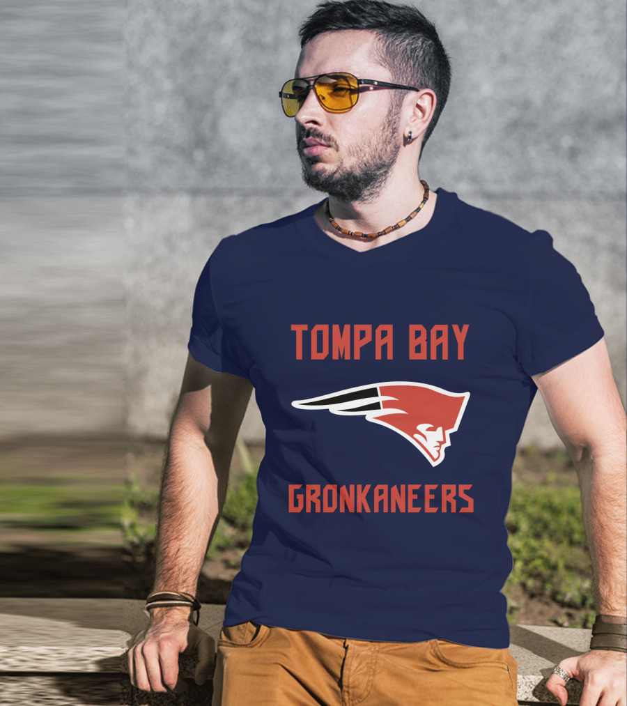 Tompa Bay Gronkaneers New England Patriots Logo Combination T-Shirt