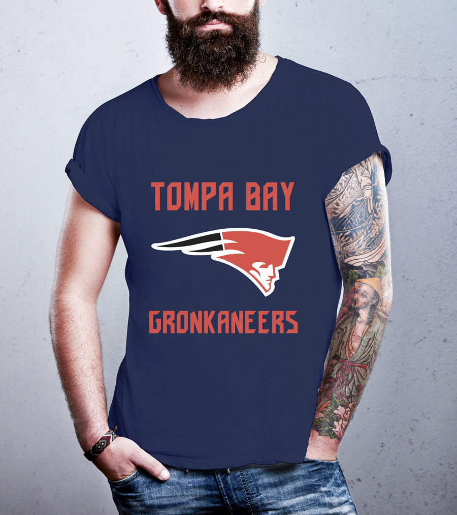 Tompa Bay Gronkaneers New England Patriots Logo Combination T-Shirt
