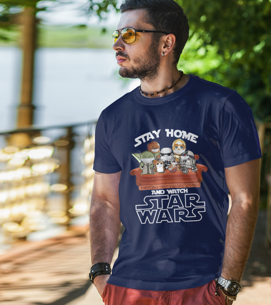 Stay Home And Watch Star Wars Characters On Couch T-Shirt
