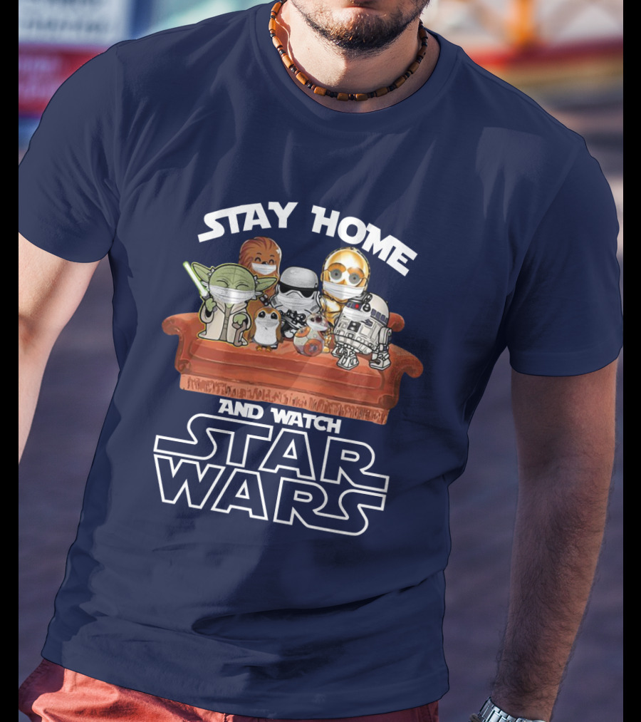 Stay Home And Watch Star Wars Characters On Couch T-Shirt