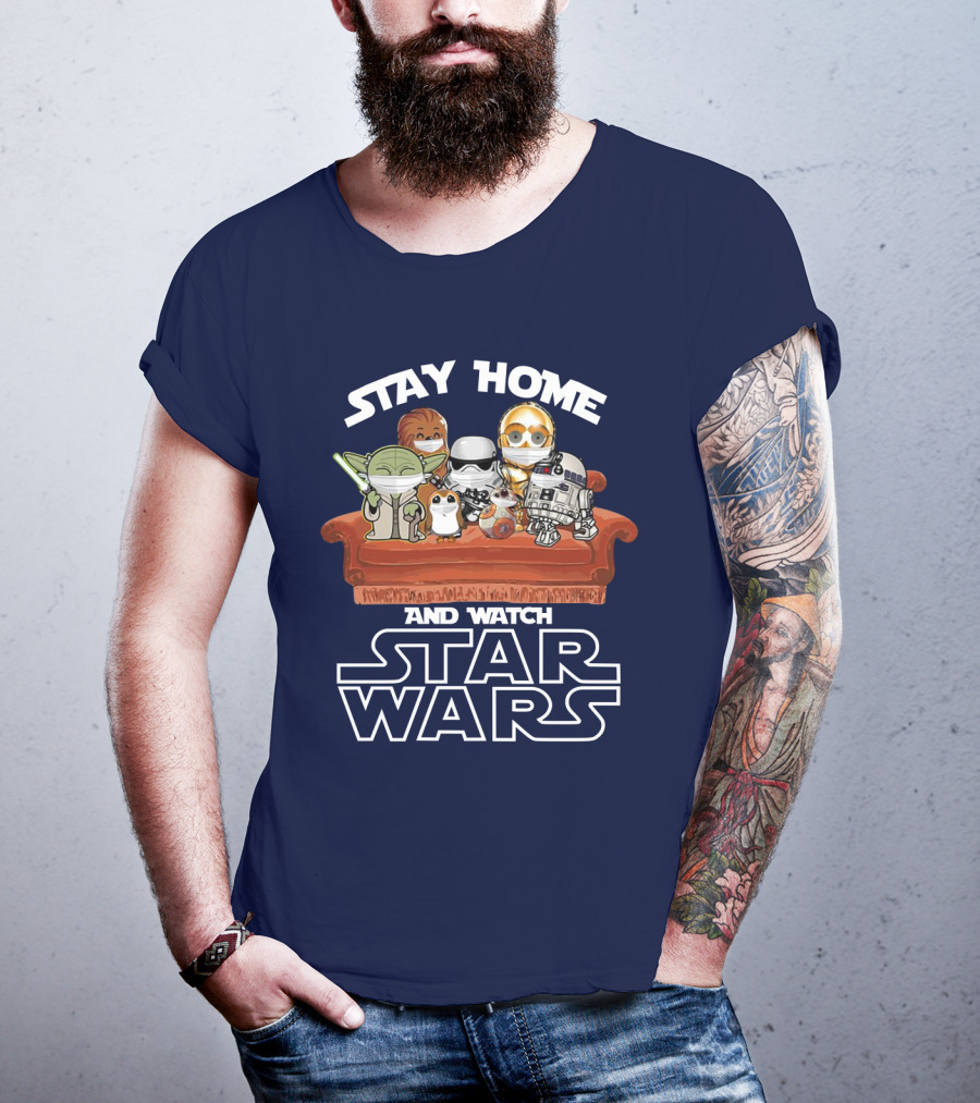 Stay Home And Watch Star Wars Characters On Couch T-Shirt