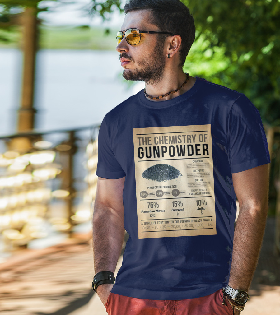 The Chemistry Of Gunpowder Formula: Potassium Nitrate Charcoal Sulfur Ratio And Energy Density T-Shirt