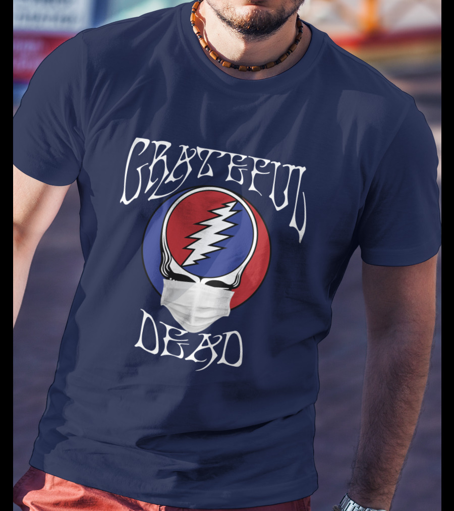 Grateful Dead Steal Your Face Mask Logo With Red And Blue Skull T-Shirt