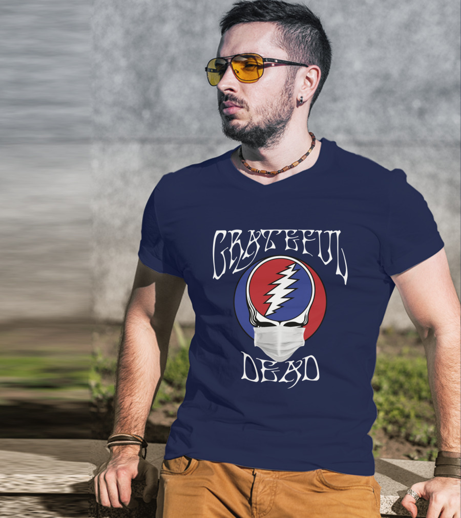 Grateful Dead Steal Your Face Mask Logo With Red And Blue Skull T-Shirt