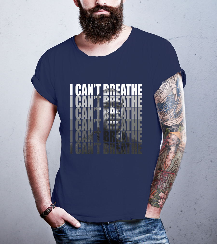 I Can't Breathe Repeated Text With Image Of George Floyd T-Shirt