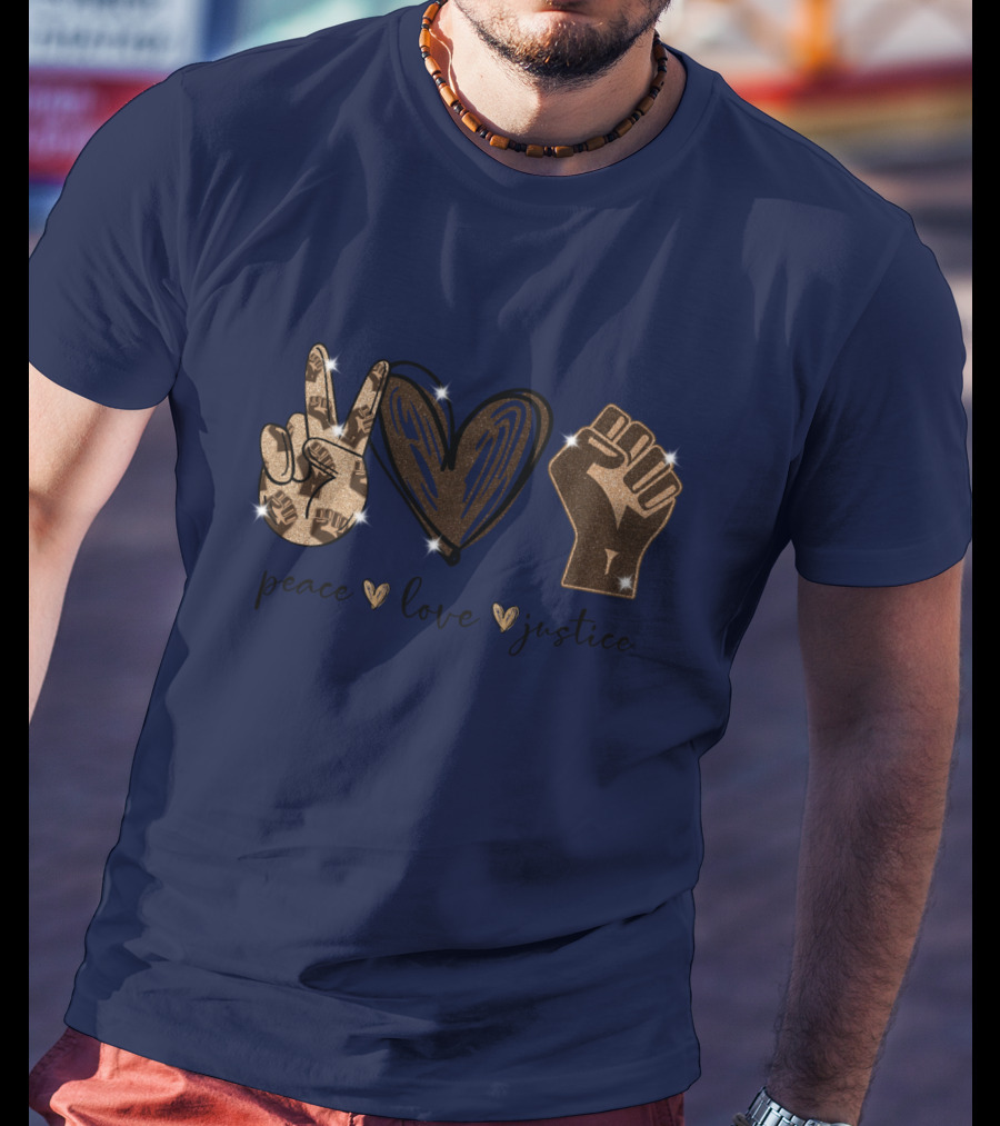 Peace Love Justice Glittering Icons Diamond Oversized Plus Size T-Shirt