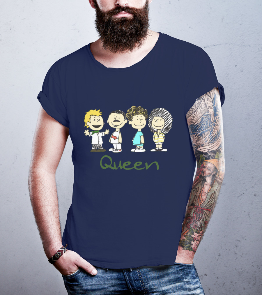 Queen Band Peanuts Snoopy And Friends Freddie Brian Roger John T-Shirt