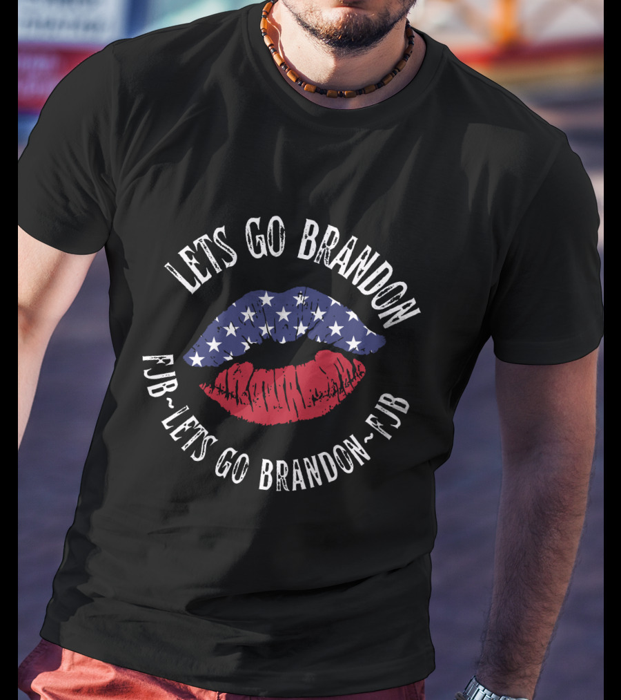 FJB Lets Go Brandon Flag Lips T-Shirt