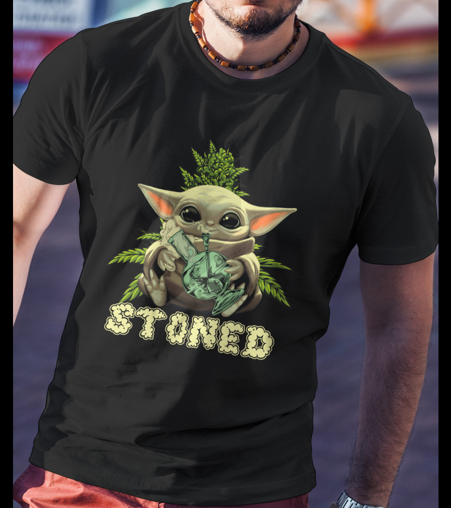 Yoda Baby Stoned Leaf Bong T-Shirt