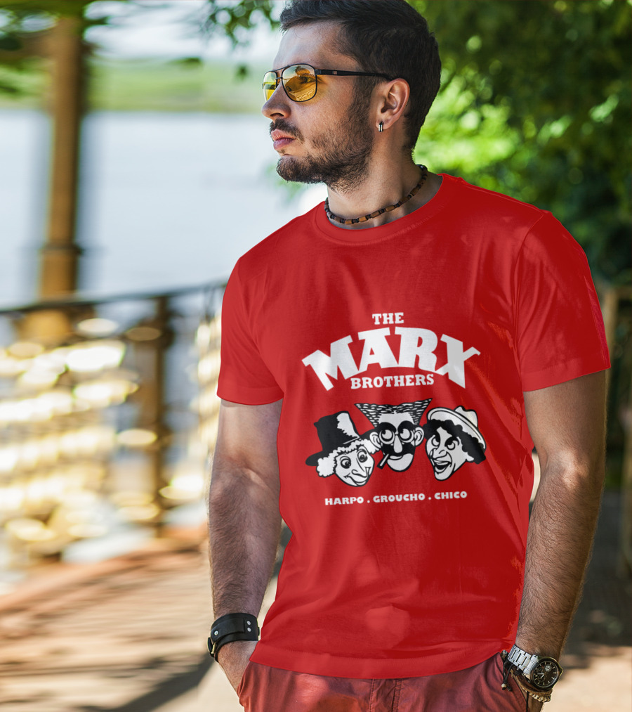 The Marx Brothers Harpo Groucho Chico Classic Comedy Icons Red T-Shirt