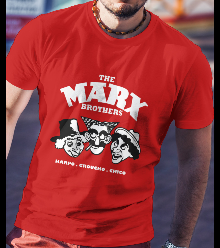 The Marx Brothers Harpo Groucho Chico Classic Comedy Icons Red T-Shirt