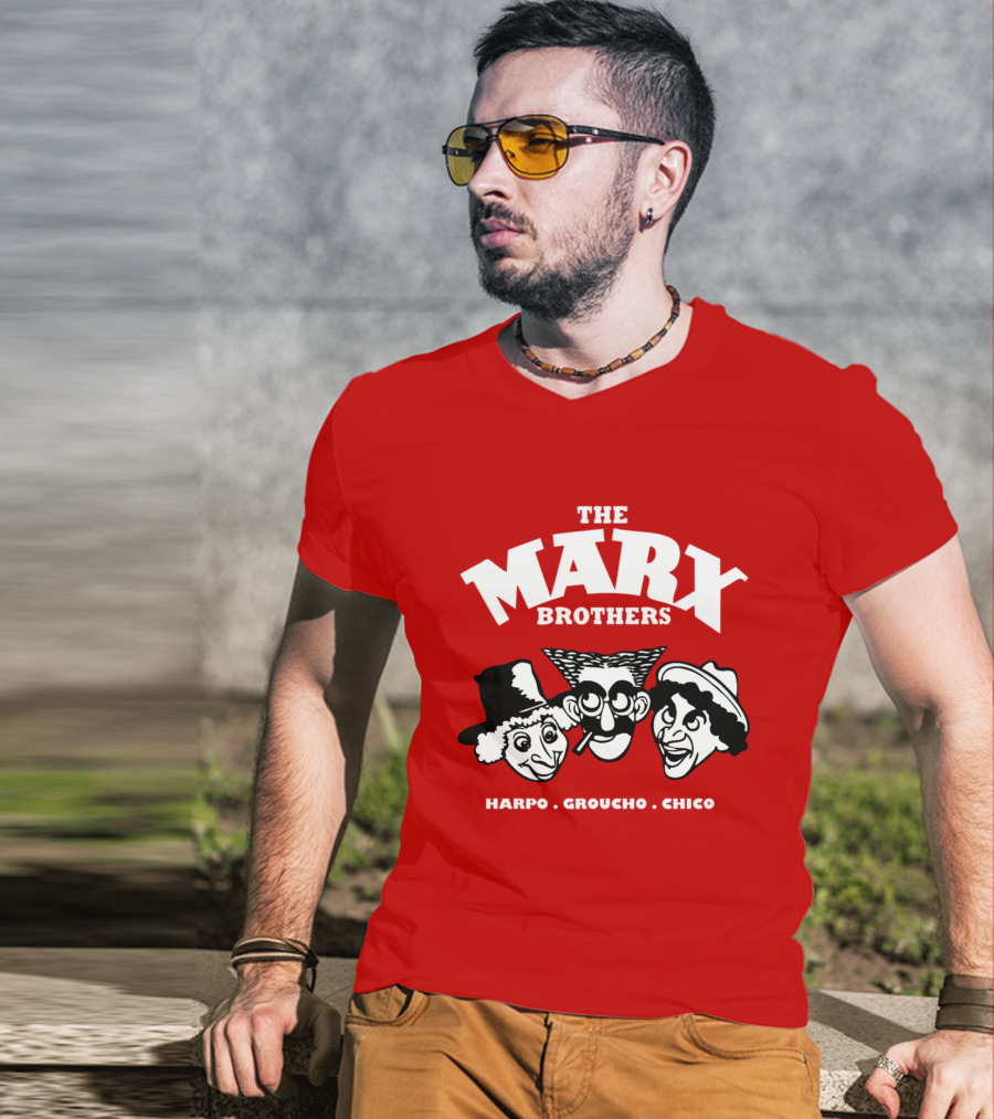 The Marx Brothers Harpo Groucho Chico Classic Comedy Icons Red T-Shirt