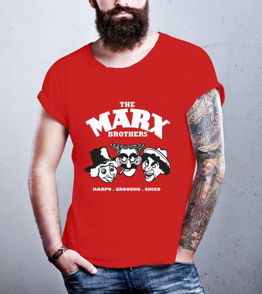 The Marx Brothers Harpo Groucho Chico Classic Comedy Icons Red T-Shirt