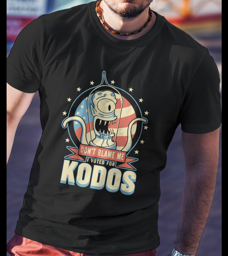 Don't Blame Me I Voted For Kodos Simpsons Alien American Flag T-Shirt